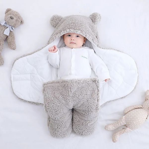 Decke Niedliches geborenes Baby Jungen Mädchen Plüsch Pucktuch UltraSoft Flauschiger Fleece Schlafsack Baumwolle Weiche Bettwäsche Stuff 231121