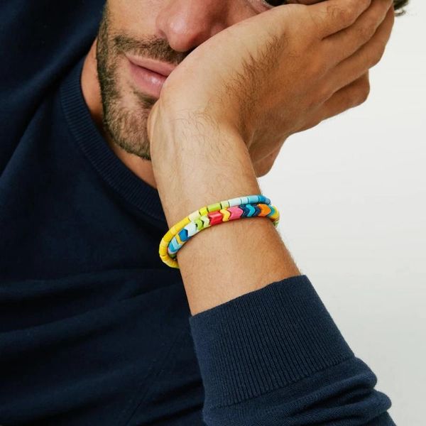 Strand KKBEAD Rainbow Pulseira Gay Jóias Esmalte Telha Pulseiras Conjunto de Presente Colorido Para Mulheres Homens Pulseras Femme