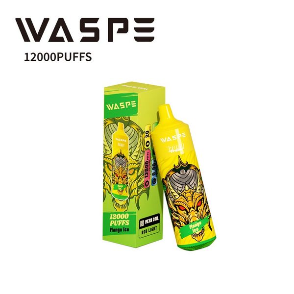 15 sabores de bom gosto opcionais waspe 9000 baforadas 9k vape pod descartável waspe 12000 luz de corrida para presente de festa vape 650mah bateria recarregável vaper desechable