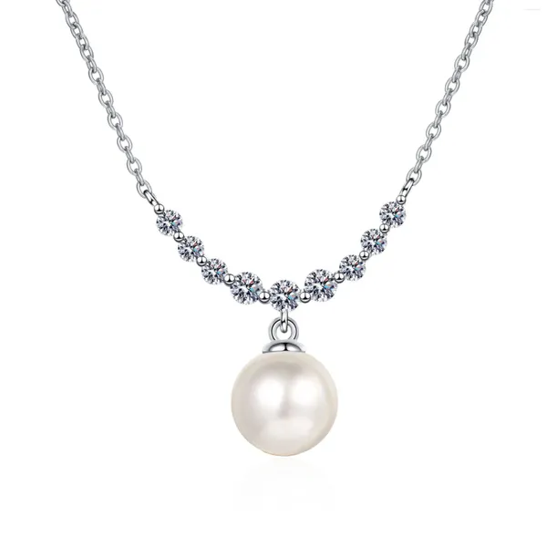 Ketten AZ519-X Lefei Mode Luxus Klassische Elegante Moissanit Diamondset Simle 8mm Perle Halskette Für Frauen S925 Silber Party Schmuck