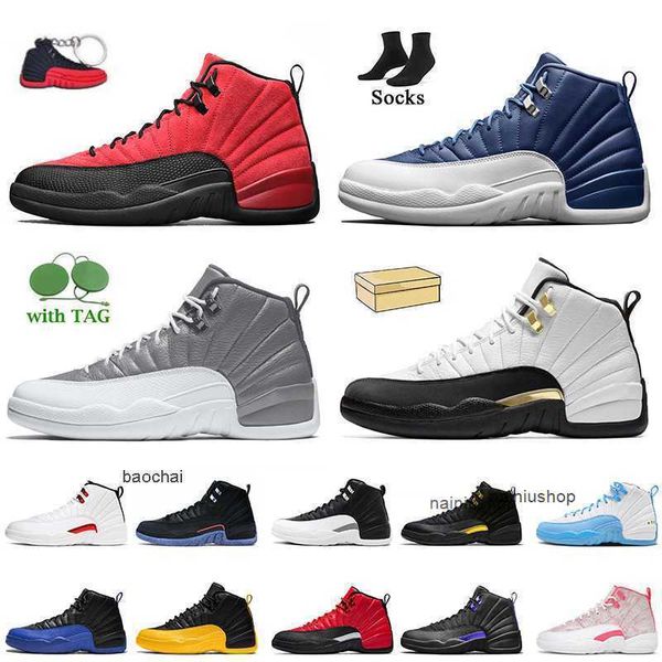 2023 Top Quality Women Men Jor 12 Jumpman 12s Casual Shoes Reverse Flu Game Indigo Stealth Playoffs Black Taxi White Red Royalty High OG Mens
