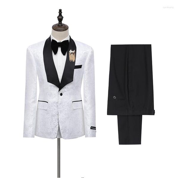 Abiti da uomo 2023 stile bianco smoking da sposa per testimoni dello sposo con scialle risvolto 3 pezzi adatti uomo uomo moda set giacca gilet pantaloni