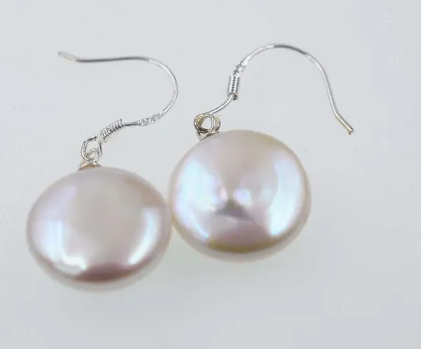 Orecchini pendenti con perle d'acqua dolce bianche rosa viola da 13-14 mm con gancio per monete all'ingrosso perline zircone