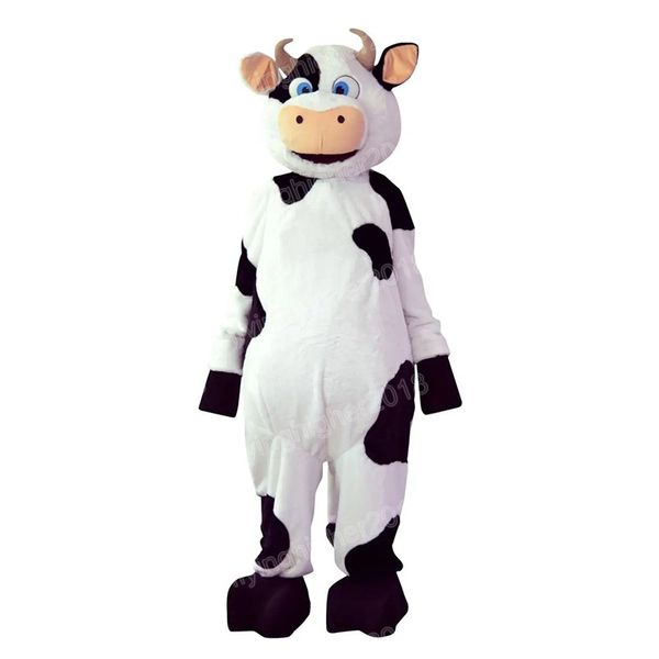 Simulação vaca branca mascote traje adulto tamanho dos desenhos animados anime tema personagem carnaval para homens mulheres halloween natal fantasia vestido de festa