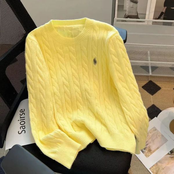Kadın Sweaters Kadın Sarı Elbise Retro Knited Sweater Koyu Mavi Uzun Kollu Kore Moda Çantası Kadınlar 2023 Kış Yeni Top 231121