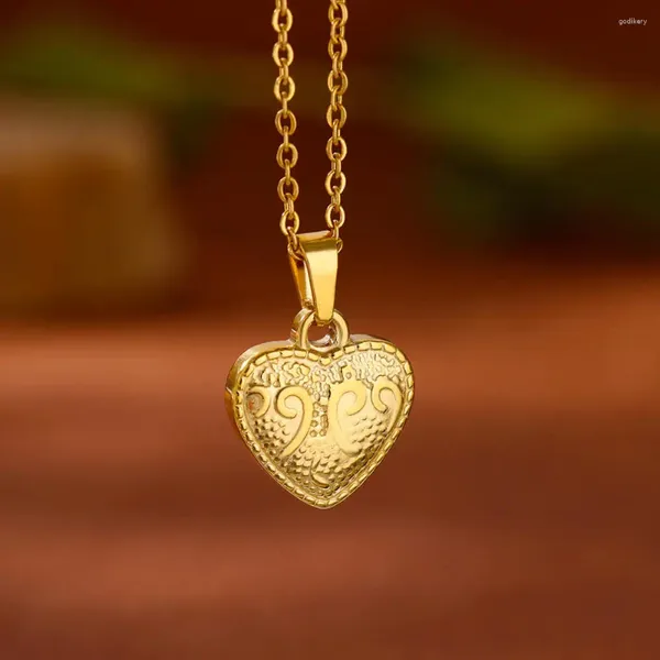 Ожерелья с подвесками с тиснением сердца, нерегулярное золотого цвета, ожерелье для женщин, ожерелье из нержавеющей стали, колье, повседневный тренд, ювелирное изделие, подарок