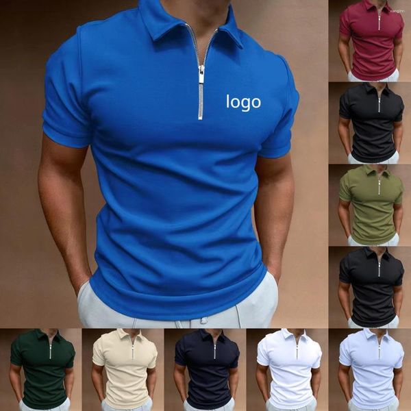 Herren Polos 2023 Herrenmode Print Reißverschluss Dekoration Kurzarm Einfarbig Top T-Shirt Poloshirt Individuelles Logo