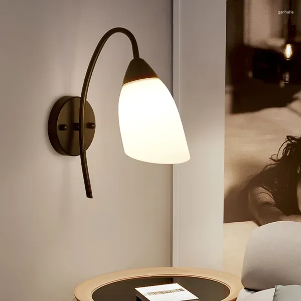 Lampada da parete moderna E27 LED luci a sfera in vetro nordico corridoio camera da letto comodino soggiorno scala balcone apparecchi di illuminazione