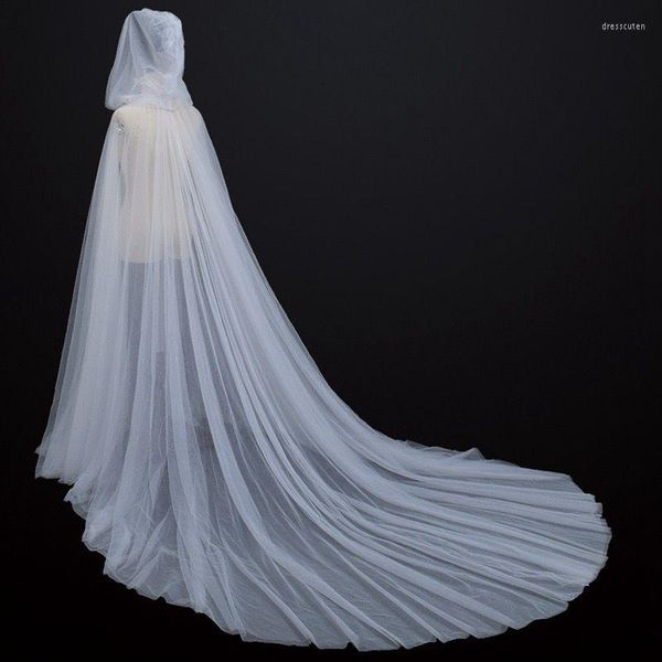 Decorazione per feste Matrimonio Tulle Mantello Mantello Bianco / Rosso / Nero Con cappuccio Cappotto scialle da sposa lungo medievale Cappuccio donna Halloween Vampiro Bolero