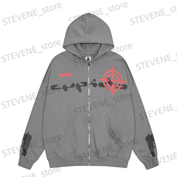 Herren Hoodies Sweatshirts Y2K Zipper Hoodie Gun Graphic Print Brief Übergroße Kapuzenpullover Männer Frauen Neue Harajuku Hip Hop Jacke Mantel Streetwear T231121