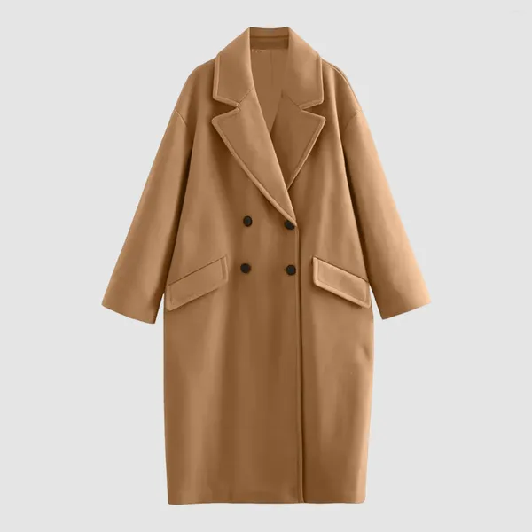 Kadın ceketleri koyun derisi ceket uzun palto kadınlar sonbahar kış yaka yakalı kol vintage kalık sıcak yün katlar