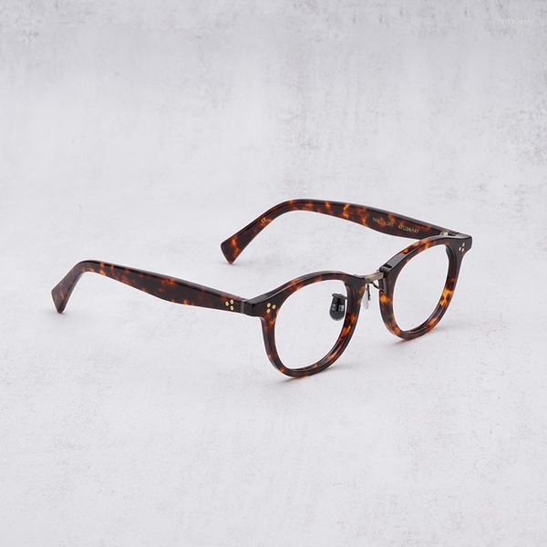 Montature per occhiali da sole Design giapponese Occhiali da vista rotondi ovali retrò Occhiali da vista da uomo Occhiali da vista in acetato per tartaruga leggera maschile