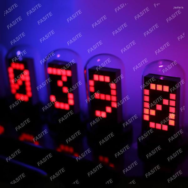 Orologi da tavolo RGB Nixie Glow Tube Clock LED Scrivania elettronica da tavolo Orologio digitale creativo WiFi Idee regalo retrò fai da te