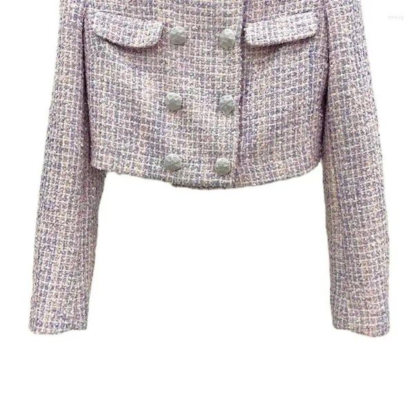 İş Elbiseleri 2023 Kadın Takım Kırpılmış Tweed Ceket Mini Etek Bahar Düğmeleri Dönüşü Down-Line A-Line Tatlı Şık Çarpıcı Moda Lady SP