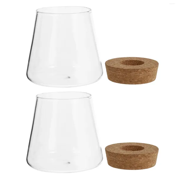 Vasos 2 Pcs Eco Garrafa Hidroponia Vaso Plantador Desktop Bola De Vidro Decoração De Madeira Casa