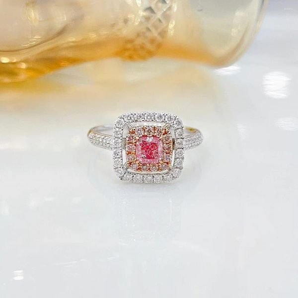 Anelli a grappolo YM2023 GIA Gioielleria raffinata Oro 18 carati reale 0,51 ct Diamanti rosa Anello di fidanzamento per matrimonio Femminile per donna TX