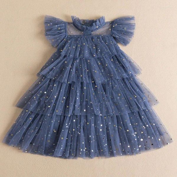 Mädchen Kleider Mädchen Kleid Sommer Kuchen Für Stern Ruffy Ärmel Tüll Tutu Kinder Geburtstag Party Elegante Prinzessin