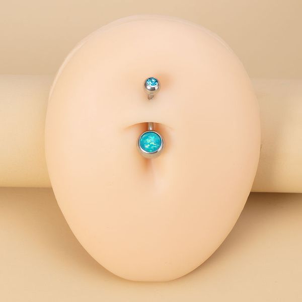 Fake Opal Bauchnabel Ring für Frau Bauchnabelpiercing Edelstahl Rund Ombligo Bar Stud Barbell Sexy Körperschmuck 14G