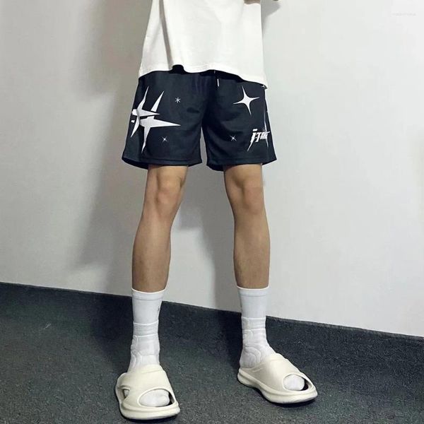 Männer Shorts American Basketball Sport Männer Trend Y2k Straße Lose Pentagramm Druck Knielange Hosen Fitness Atmungsaktive Casual