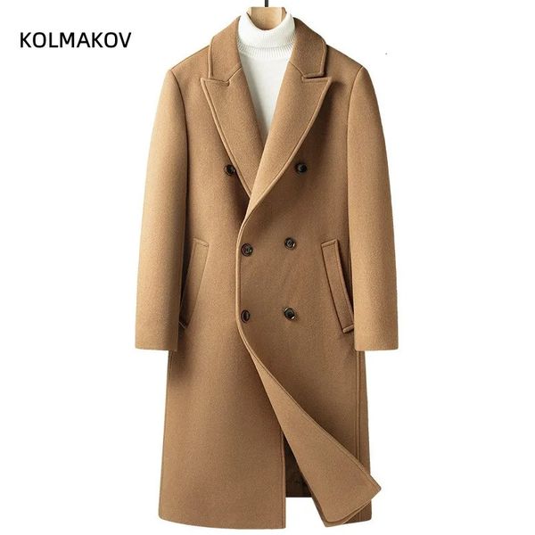 Herren Wollmischungen Ankunft Winterjacken Mode langen Stil Wollmantel Casual Trenchcoat Herren Kleid Jacke Männer Größe M4XL 231120