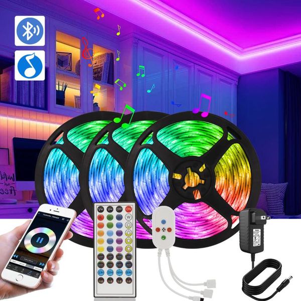 Strisce Sincronizzazione musicale RGB Cambia colore Striscia LED intelligente 12V SMD 2835 Diodo a nastro al neon Luci di controllo Bluetooth per la decorazione della stanzaStrisce LEDLED