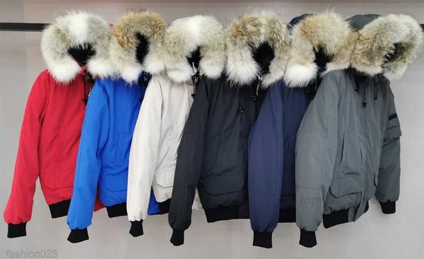 Designer jaqueta canadense inverno homens mulheres ganso real lobo pele com capuz jaqueta com zíper bolsos moda parka canadá aquecer casaco casaco C202107MFG5