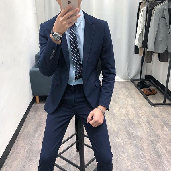 Ternos masculinos 2023 Primavera Autumn Blazer masculino Casual Knit Slim Suit Jackets Brand Business Casaco Masculino Masculino Conjuntos G15