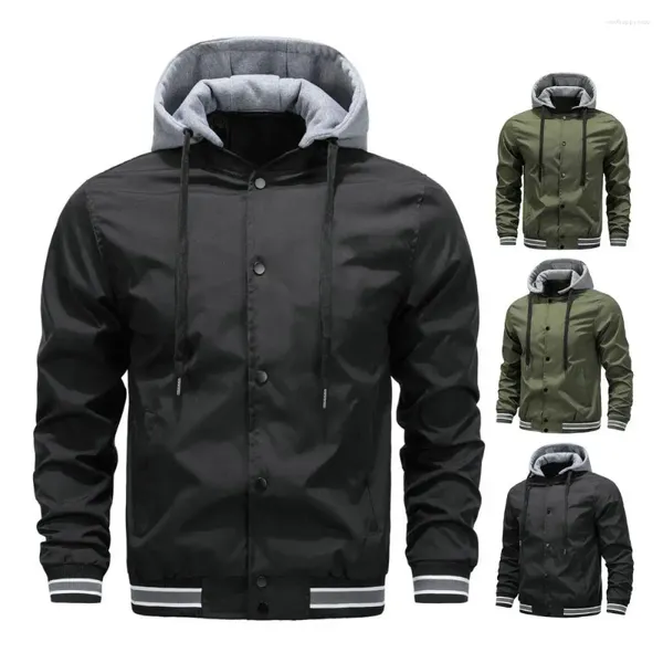 Jaquetas masculinas jaqueta masculina diária outono inverno windbreak casaco gola regular ajuste ativo manga longa uniforme de beisebol 4xl