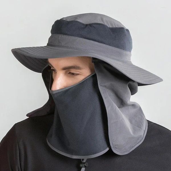 Berretti Cappello per protezione solare da uomo Protezione UV per esterni Pesca con ampia grondaia Parasole estivo integrale