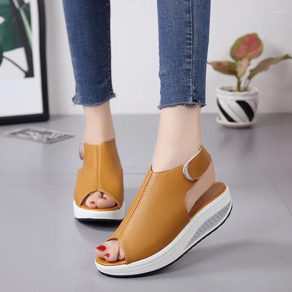 Sapatos de vestido 2023 verão feminino sandália grande tamanho aberto dedo do pé tamancos com salto muffins sapato med alpercatas plataforma mulheres cunhas meninas bi