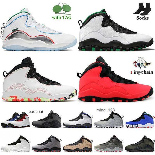 2023 New 10 10s Ember Glow Men Sapatos Casuais Wings Seattle Orlando Cement OVO Branco Chicago Smoke Grey GS Fusion Red Westbrook CLASS Off Mens