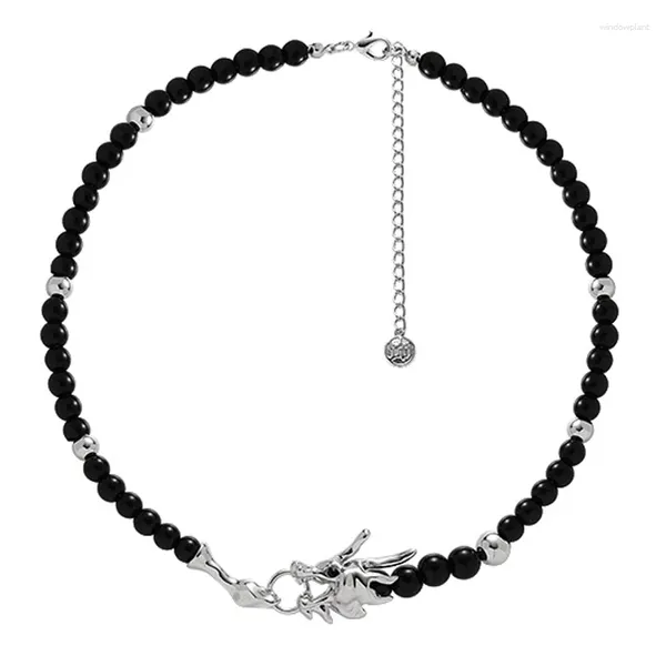 Anhänger Halsketten Eetit Vintage Glas Harz Drachen Perlen Kette Handgemachte Halskette Für Frauen Persönlichkeit Stilvolle Einzigartige Design Metall Schmuck