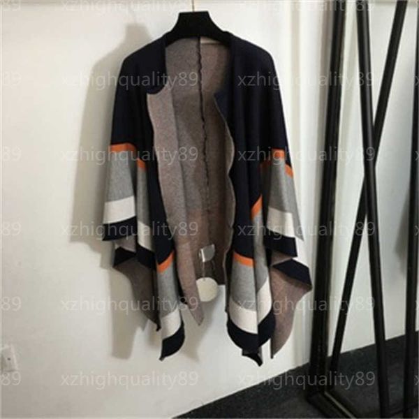 Cardigan maglione scialle firmato Abbigliamento donna Scialle di lana a contrasto Giacca lavorata a maglia nera Giacca firmata Donna Mantello Maglioni Cappotti