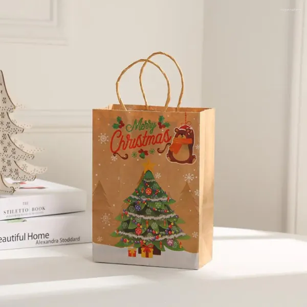 Decorações de Natal Ano Doces Biscoitos Saco de Presente Presente Roupas Embalagem Sacos de Natal para Casa Papel Kraft