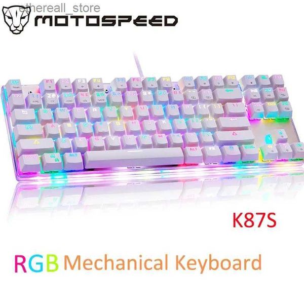 Tastaturen Motospeed K87S RGB Wired Mechanical Anti-Ghosting Gaming-Tastatur 87 Tasten Rot/Blau-Schalter LED-Hintergrundbeleuchtung E-Sports PC Laptop Gamer Q231121