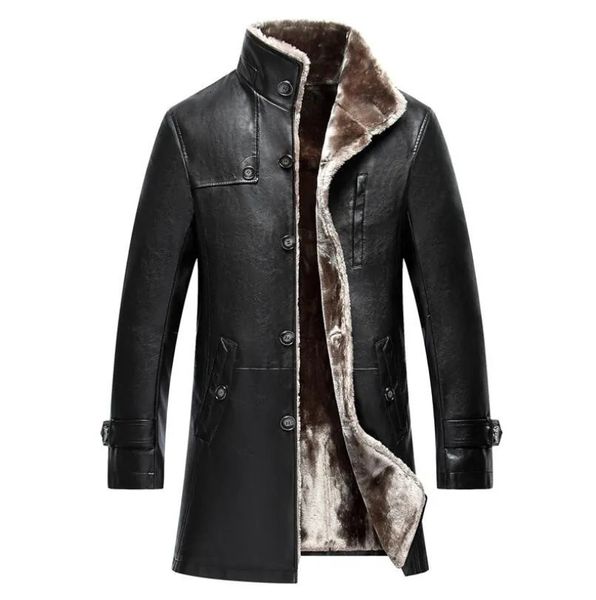 Uomo in pelle finta abbigliamento vera pecora naturale cappotto invernale Parka vera pelliccia lunga peluche spessa pelle di pecora oversize giacche per uomo M5XL 231120