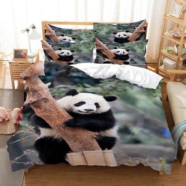 Bedding Sets Panda Conjunto para quarto de colcha de cama de cama de cama Comenda de edredão com vegetação e travesseiro de qualidade de edredão