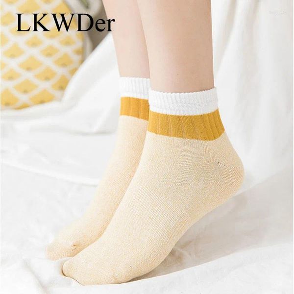 Женские носки LKWDer, 5 пар, женские короткие однотонные однотонные носки в японском стиле, универсальные носки в стиле ретро, осень-зима, комфортные носки Meias Calcetines