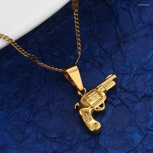 Collane con ciondolo Fashion Cute Gold Color Revolver Pistol Gun Collana Hip Hop Trendy Chain Jewelry