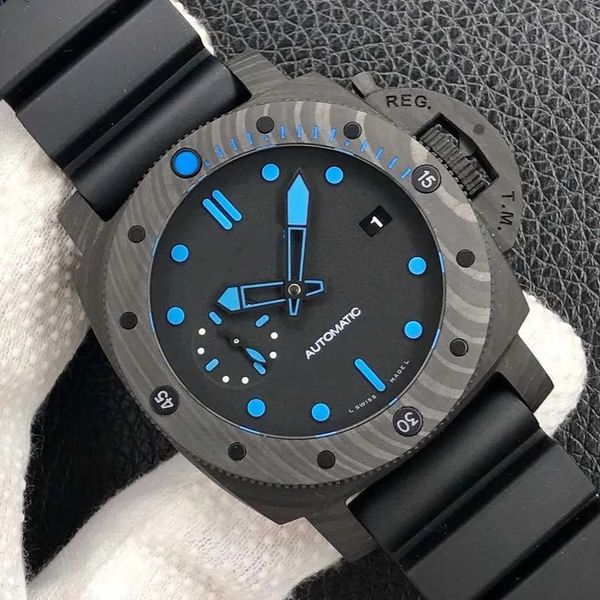 Relógios de luxo para homens relógio mecânico carbotech 47mm forjado carbono preto dial movimento relógio masculino montre relógios alta qualidade relojes