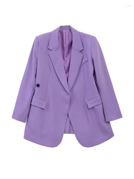 Kadın Suits lnsozkdg Kadınlar Zarif Ofis Giyim Blazer Sıradan Düz Renkli Çentikli Yaka Uzun Kollu Blazers Bayanlar Tek Düğme Katları