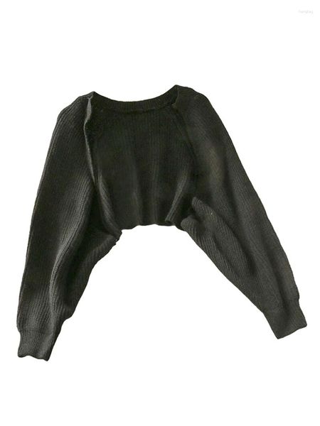 Maglieria da donna Maglione cardigan corto con coprispalle in maglia a coste a maniche lunghe aperto casual sexy da donna