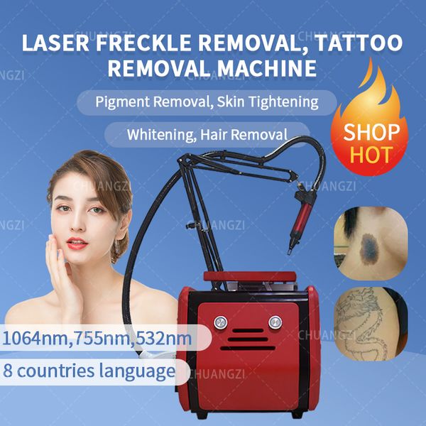 Professionelle Lasermaschine Tattooentfernungsmaschine Q-Switch und Yag-Laser Spot-Pigmentbehandlung