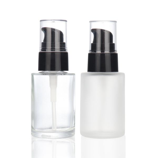 30 ml 1 Unze transparente Milchglas-Essense-Pumpflasche für Hautpflegeserum, flüssige Grundierungslotion