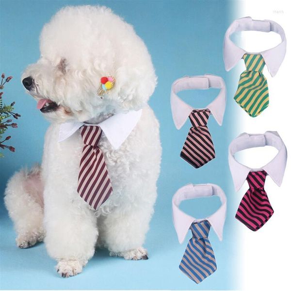Collari per cani 2023 Moda regolabile Carino Stampa a righe Pet Collare decorativo Cravatta con fiocco in poliestere Cat Grooming Cravatta per cucciolo
