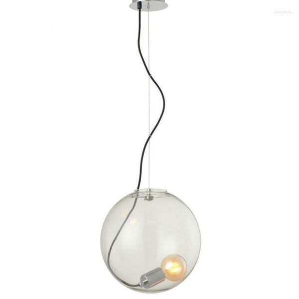 Lâmpadas pendentes designer lâmpada de vidro pendurado leve gentry feng qing loft lustre criativo lustre transparente sphere luminare acessório