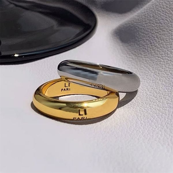 T GG T GG Letras anéis de designer para mulheres anel de noivado tamanho 10 banhado a prata dourado redondo liso cor sólida bague moda homens promessa anel de luxo casal ZB054 F2