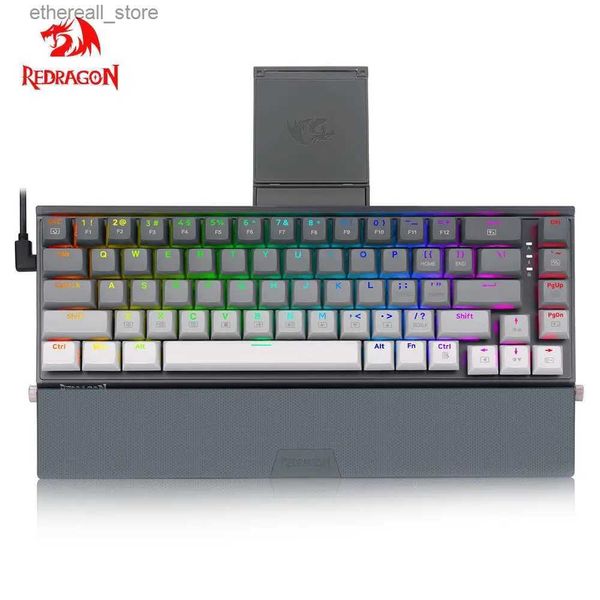 Teclados REDRAGON SHACO K641 RGB USB Mini Mecânico Gaming Wired Alumínio Teclado Vermelho Azul Switch 68 Teclas Gamer para Computador PC Laptop Q231121