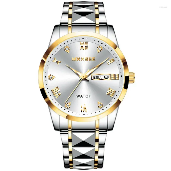 Relógios de pulso de luxo moda homens relógio multifuncional quartzo 30atm à prova d 'água luminosa semana calendário relógio de pulso marca fábrica atacado