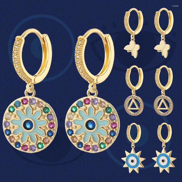 Baumelnde Ohrringe, türkisches böses blaues Auge, Goldfarbe für Frauen, Top-Qualität, guter Glücksring, moderner Modeschmuck